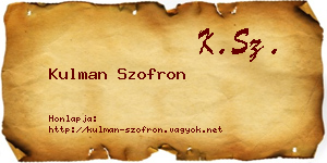Kulman Szofron névjegykártya